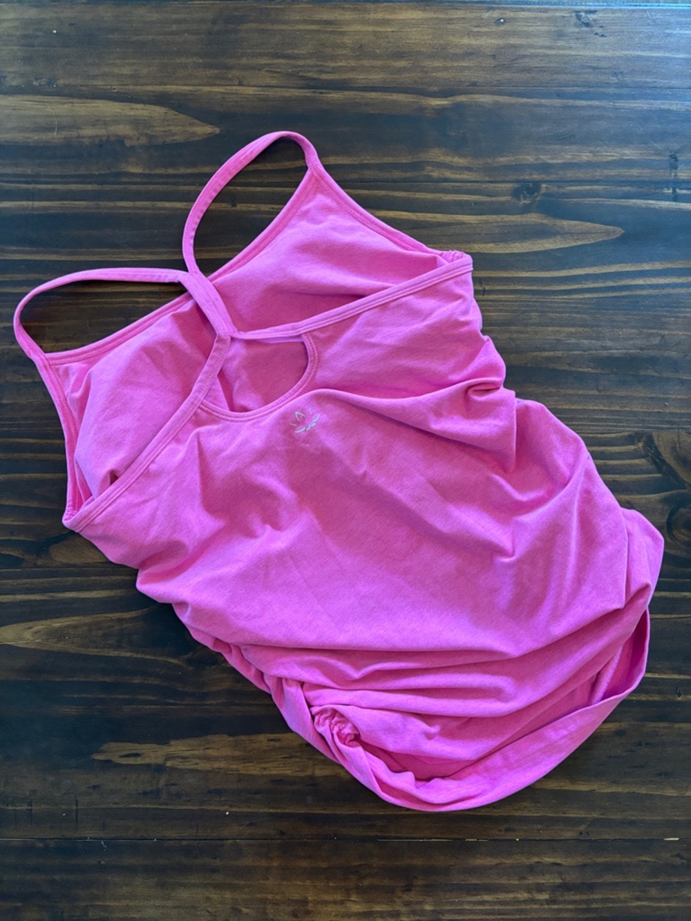 Beyond Yoga Beyond the Bump Women Tank Top large Pink Ruched Maternity - Picture 2 of 3